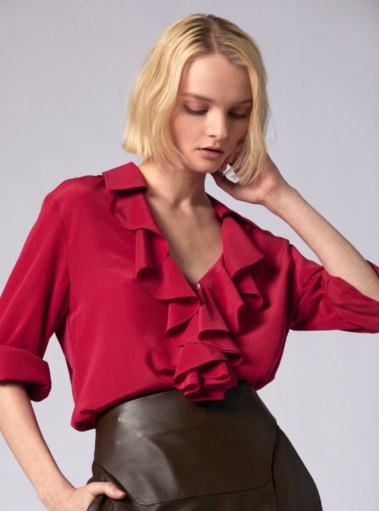 Equipment Mathilda Long Sleeve Silk Shirt - Persian Red