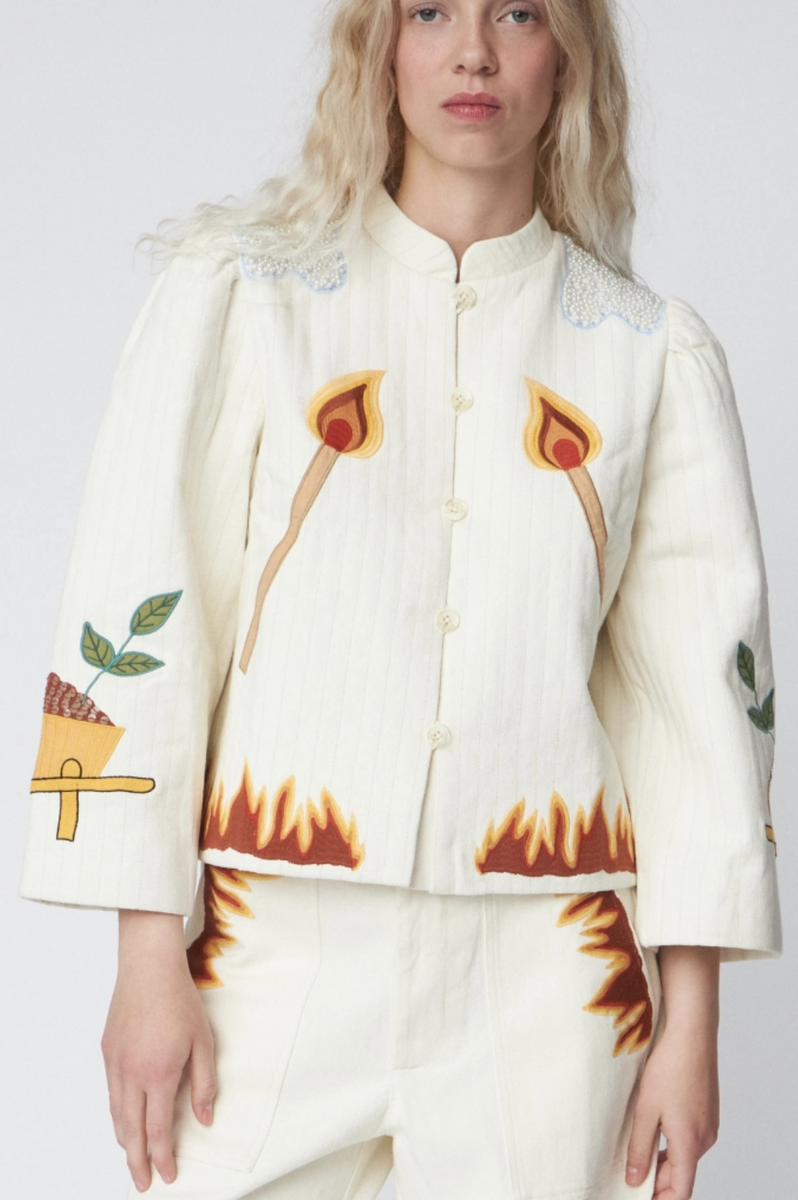 STELLA NOVA Patchwork Elements Cotton Jacket - Creme