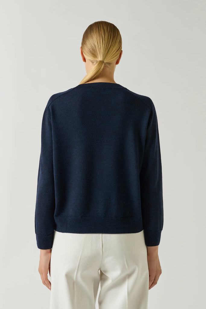 SOEUR PIO Jumper - Navy. Fine navy blue merino wool jumper