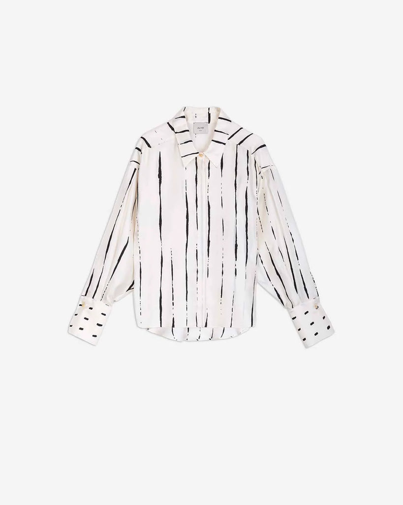 ALYSI Silk Lines and Dots Shirt