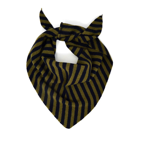 Scarlet Knitwear Lambswool Stripe Neckerchief - Navy/Olive