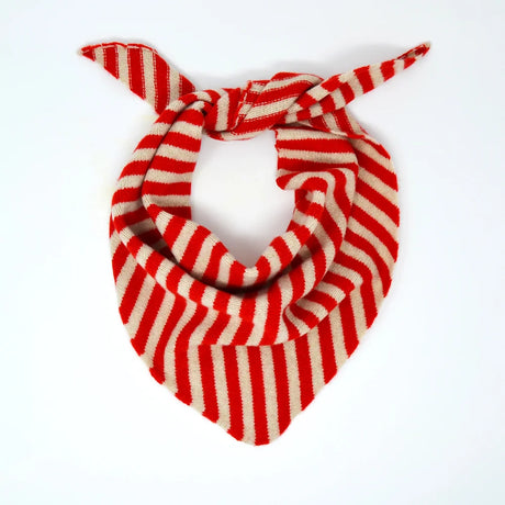 Scarlet Knitwear Lambswool Stripe Neckerchief - Oatmeal/Poppy