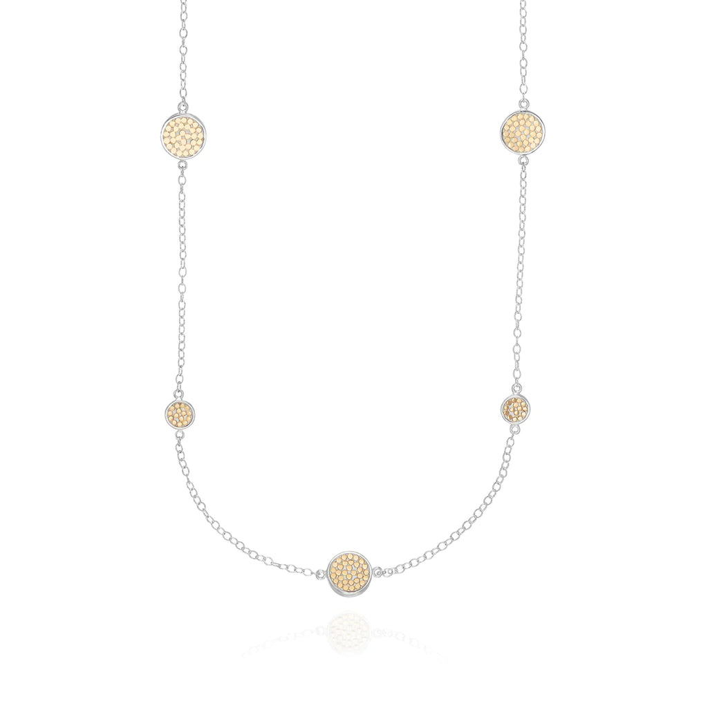 Anna Beck Classic Long Multi-Disc Station Necklace - Gold & Silver