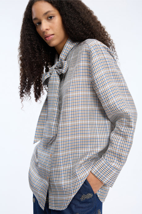 MUNTHE Veiling Blouse - Mix Blue