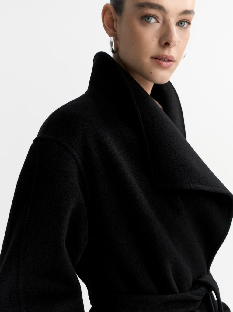 SOFT GOAT Long Coat - Black