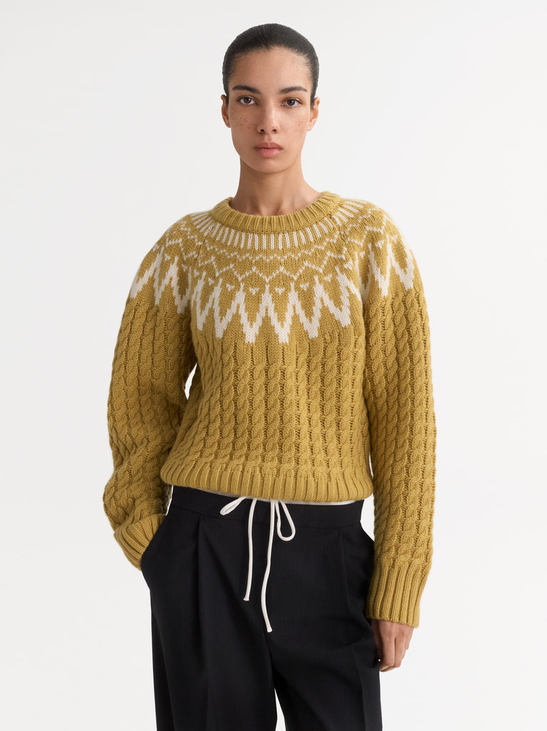SOFT GOAT Fair Isle Cable Knit - Light Honey