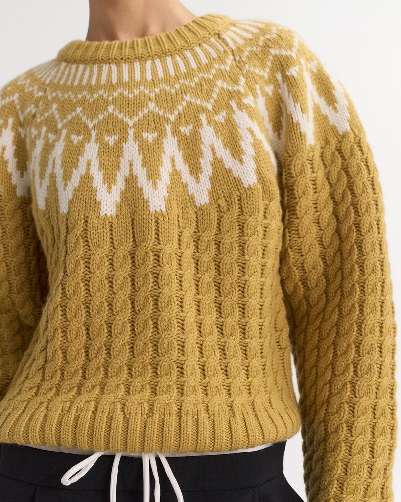 SOFT GOAT Fair Isle Cable Knit - Light Honey
