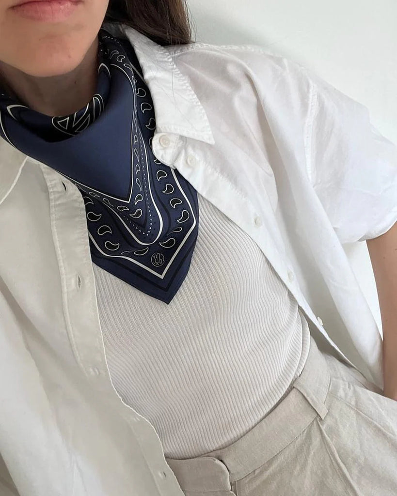 lescarf PAISLEY SCARF | NAVY | 50cm