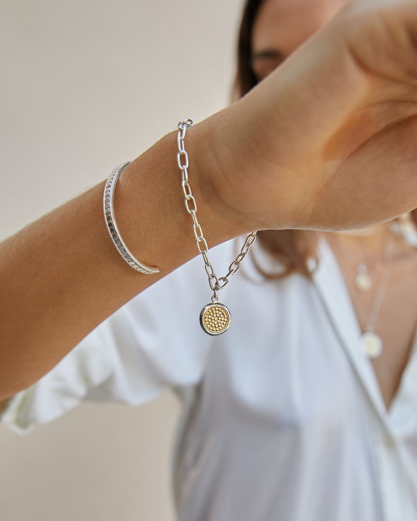 Anna Beck Classic Smooth Rim Charm Bracelet - Gold & Silver