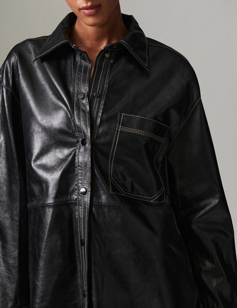 DAY Birger et Mikkelsen Andreas Leather Shirt - Black 
