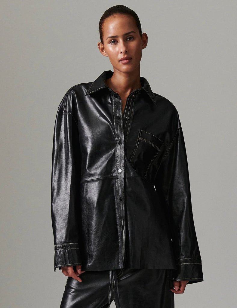 DAY Birger et Mikkelsen Andreas Leather Shirt - Black 