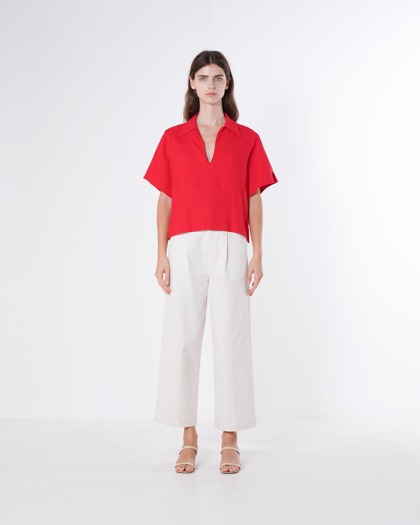 EMIN + PAUL Pop Over Blouse - Red