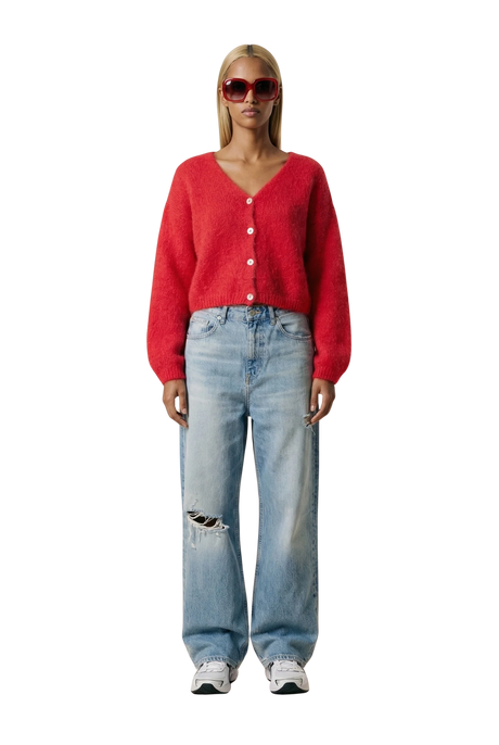 AMERICAN DREAMS Cornelia Cropped Cardigan - Lipstick Red