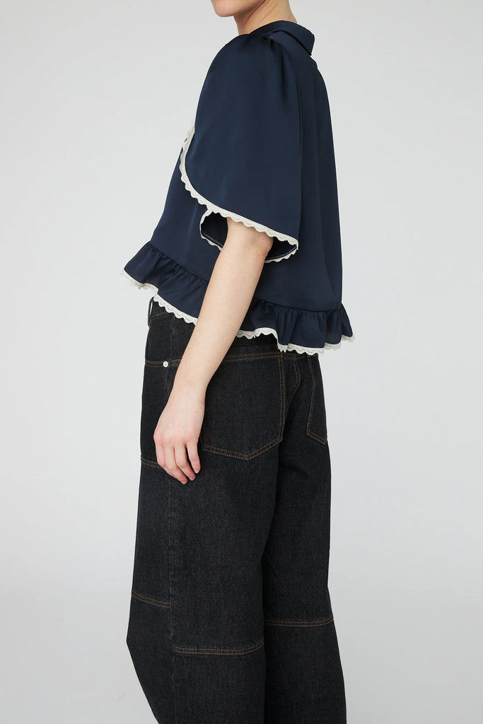 STELLA NOVA Delicate Lace Shirt - Navy / Creme