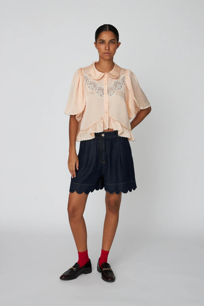 STELLA NOVA Delicate Lace Shirt - Pale Pink