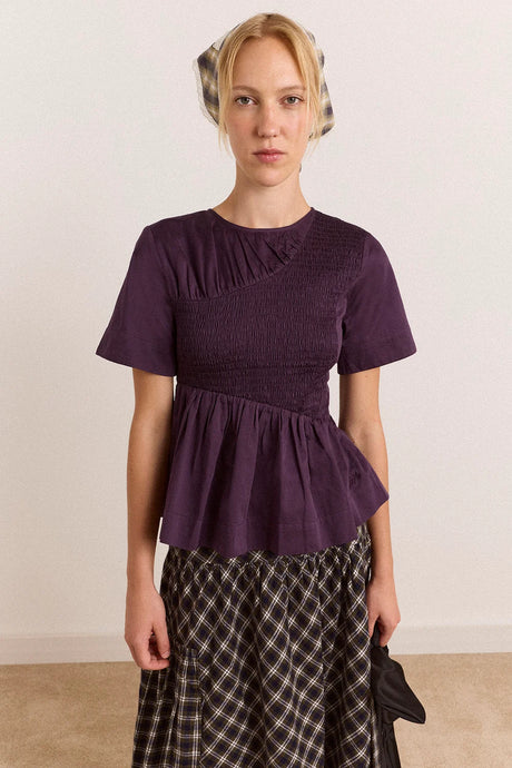 Damson Madder Emmy Shirred Top - Plum