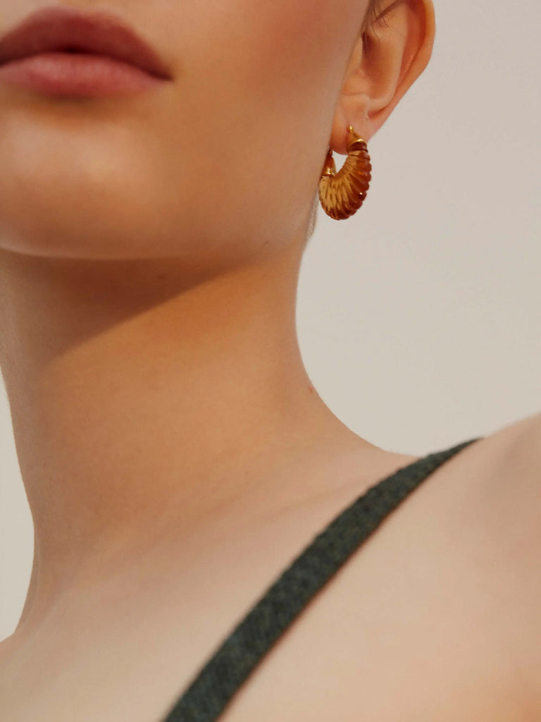 Shyla Ettienne Green Ridged Earrings