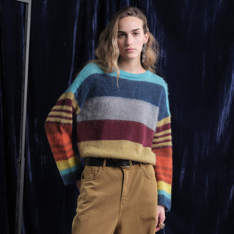FLOOR - ROUND NECK MULTICOLOURED STRIPES