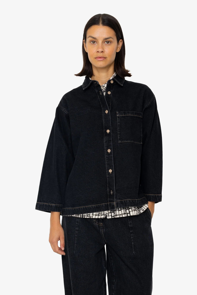Folk Archive Shirt - Washed Black Denim