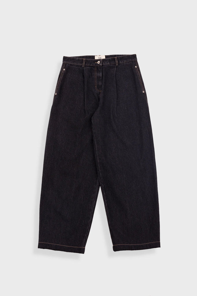 Folk Baggy Trousers - Washed Black Denim
