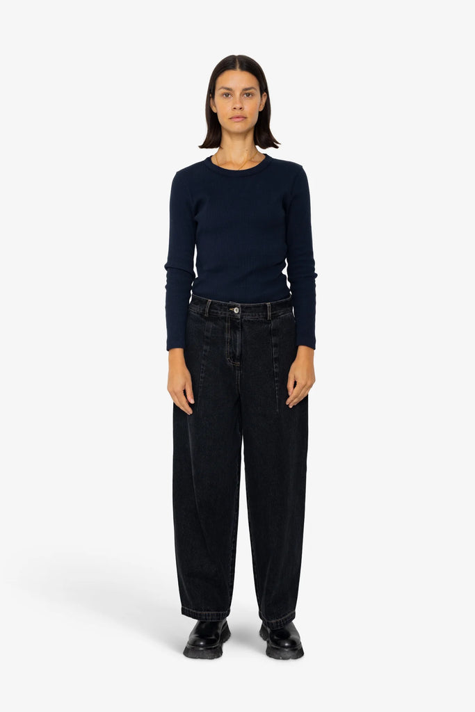 Folk Baggy Trousers - Washed Black Denim