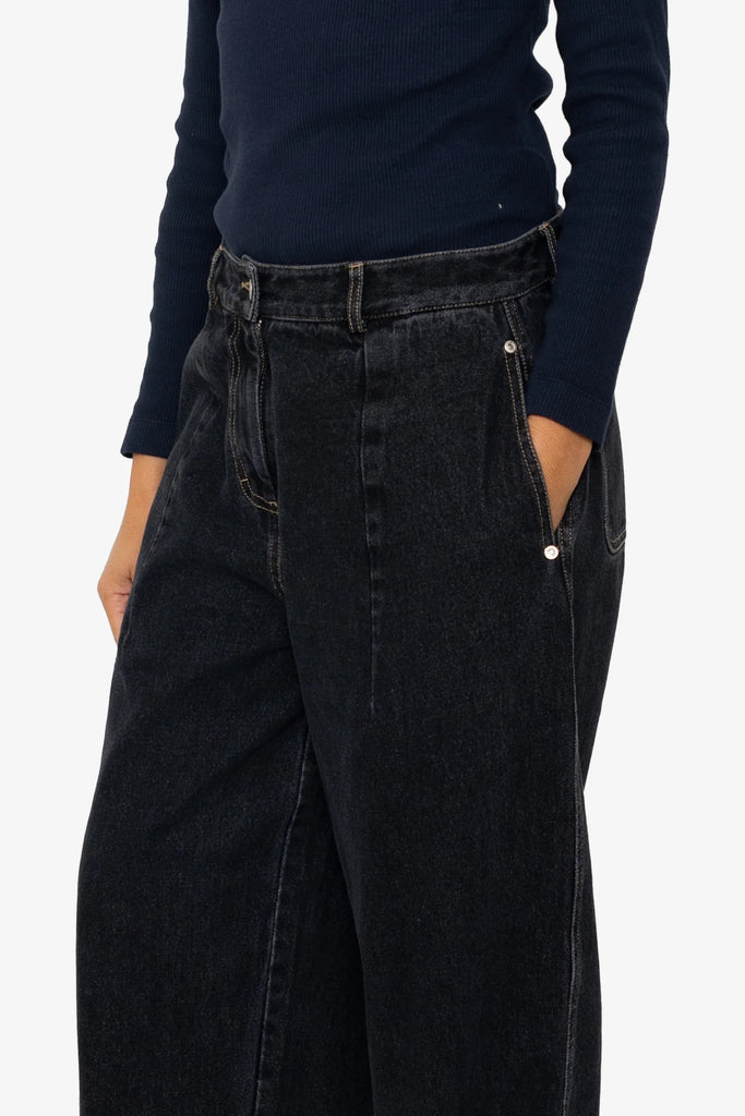 Folk Baggy Trousers - Washed Black Denim