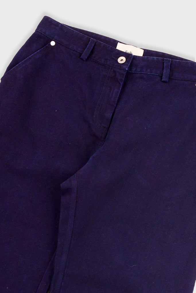 Folk Barrel Pants - Deep Indigo Slub