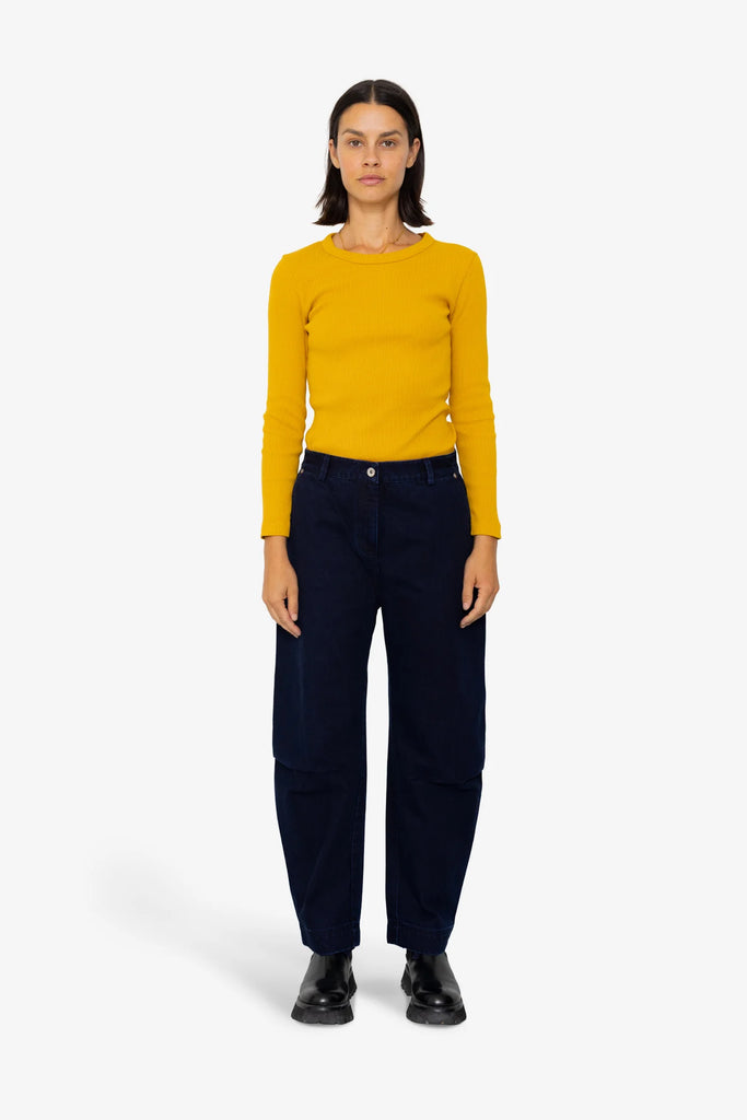 Folk Barrel Pants - Deep Indigo Slub