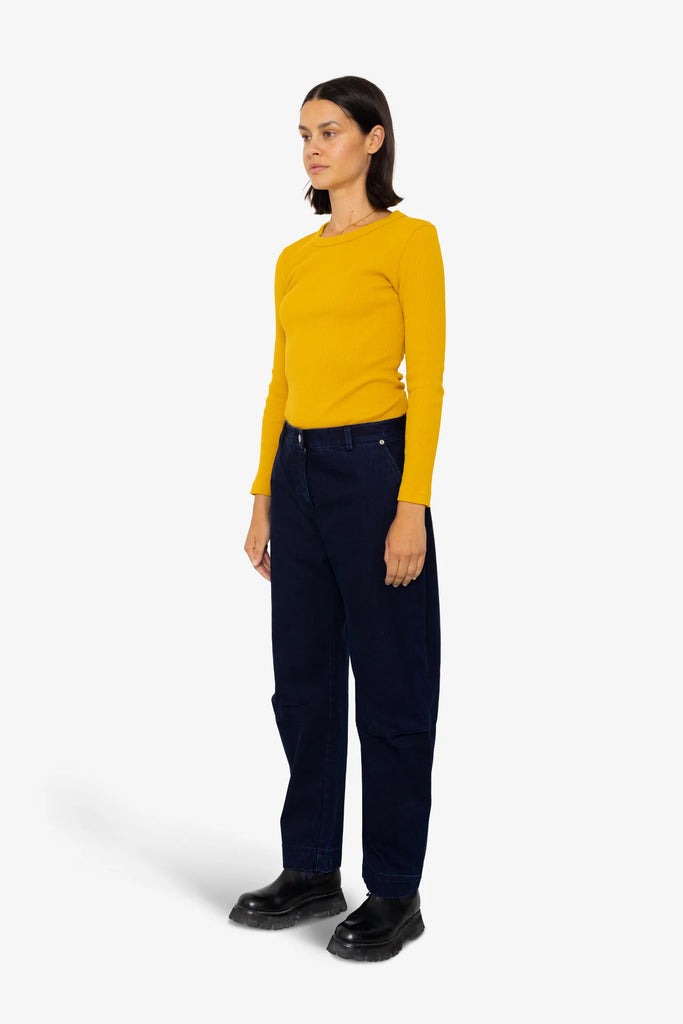 Folk Barrel Pants - Deep Indigo Slub