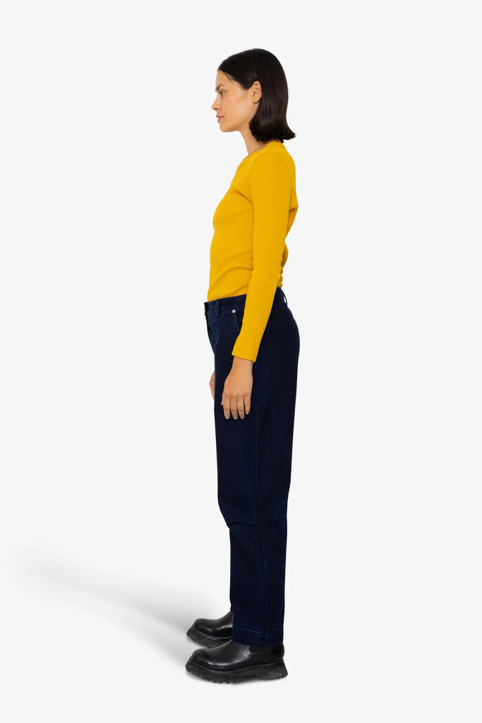 Folk Barrel Pants - Deep Indigo Slub