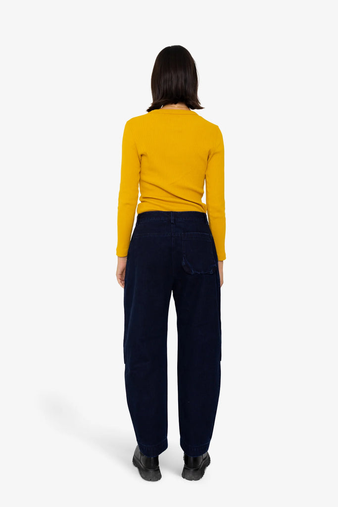 Folk Barrel Pants - Deep Indigo Slub