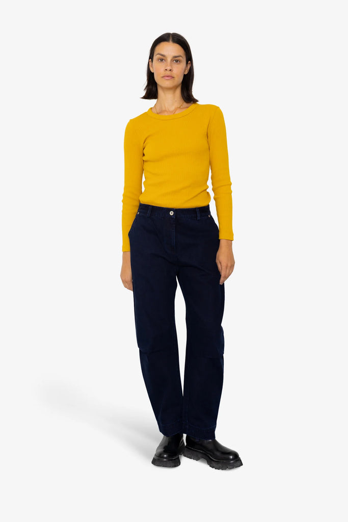 Folk Barrel Pants - Deep Indigo Slub