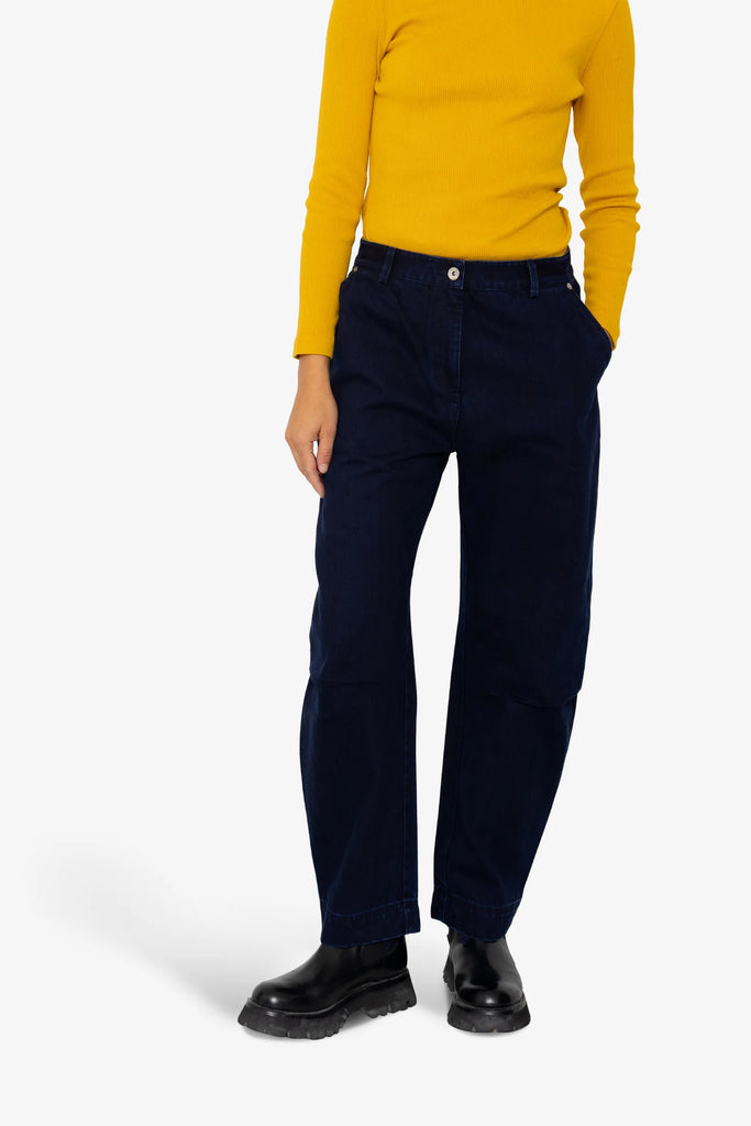 Folk Barrel Pants - Deep Indigo Slub