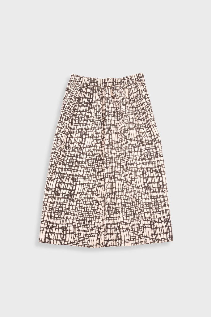 Folk Full Seam Skirt - Black / Ecru Maze Print