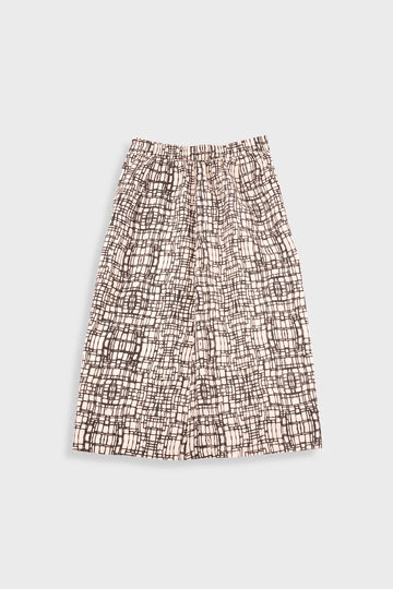 Folk Full Seam Skirt - Black / Ecru Maze Print