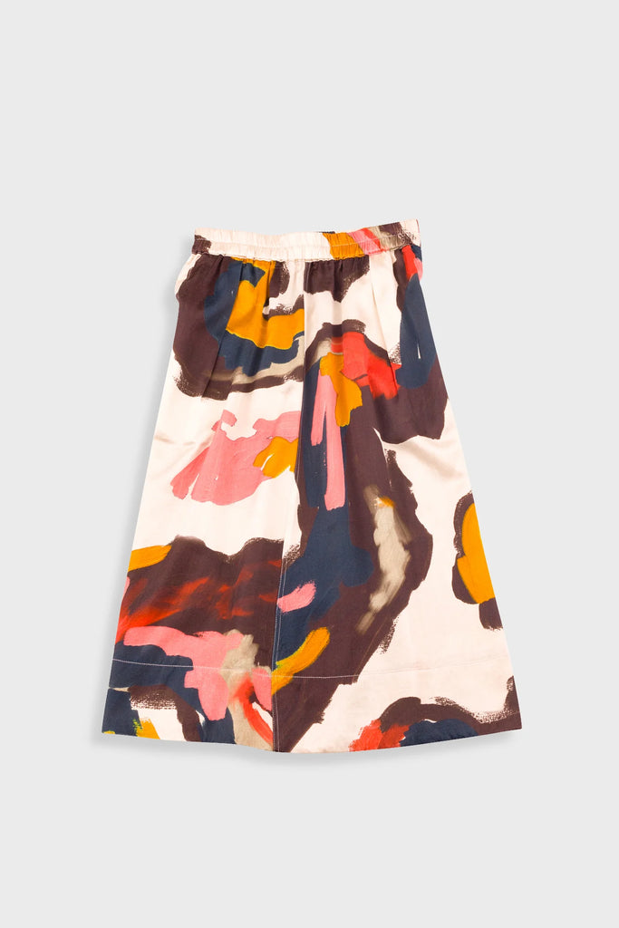 Folk Full Seam Skirt - Impasto Print Satin