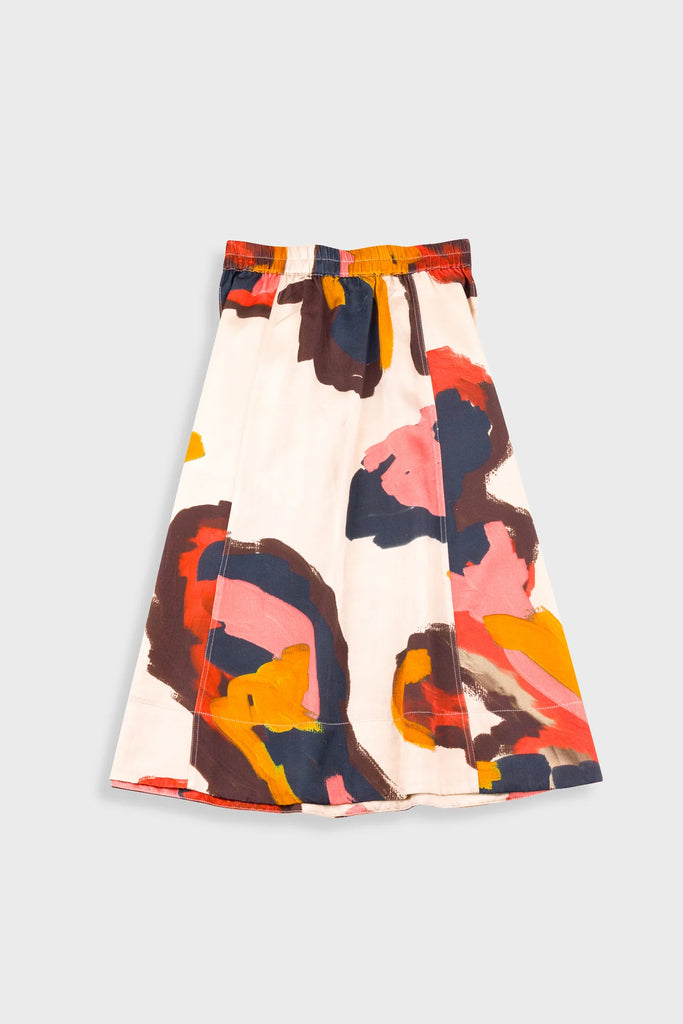 Folk Full Seam Skirt - Impasto Print Satin