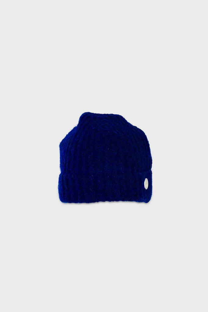 Folk Mohair Rib Beanie - Rich Blue