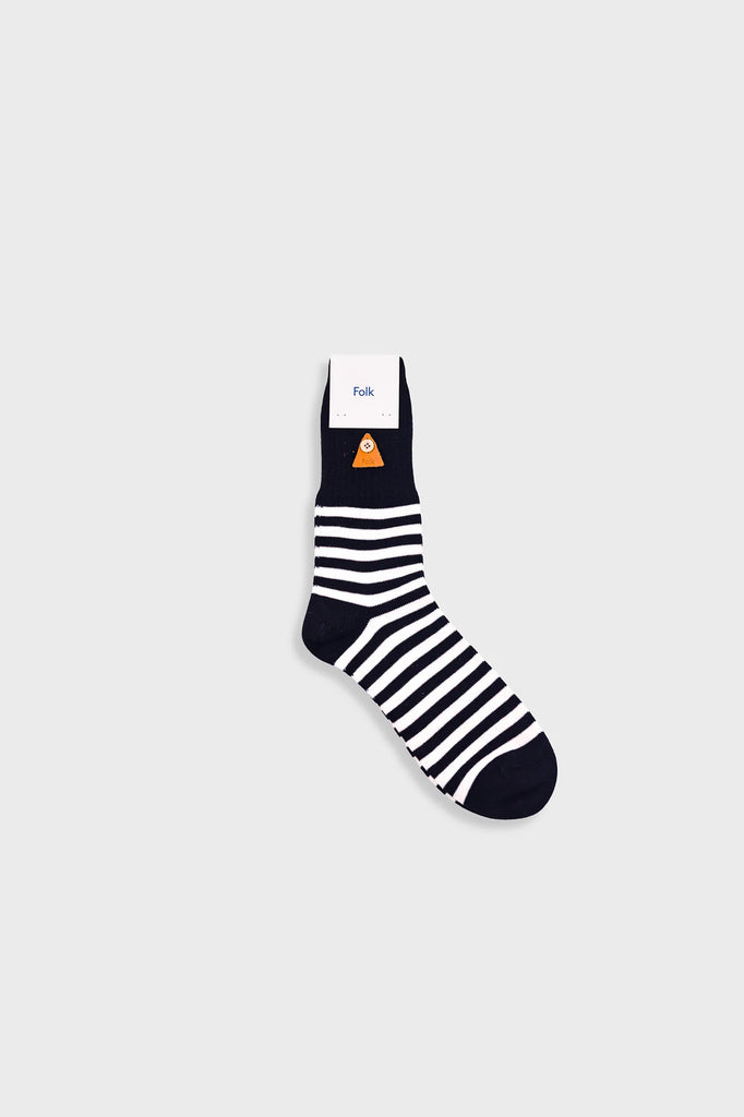 Folk Stripe Sock - Black and Ecru