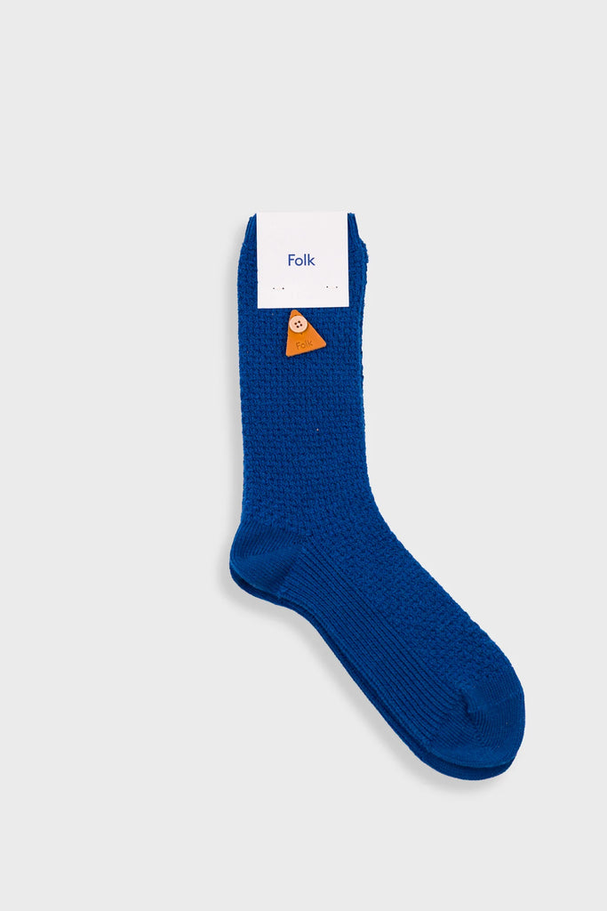 Folk Waffle Sock - Indigo