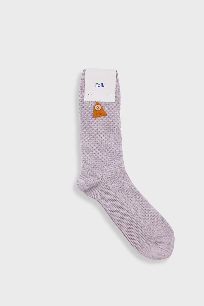 Folk Waffle Sock - Silver Grey