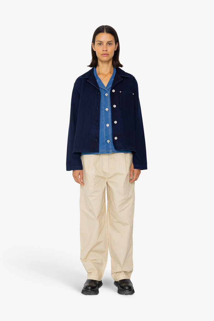 Folk Worker Overshirt - Deep Indigo Slub