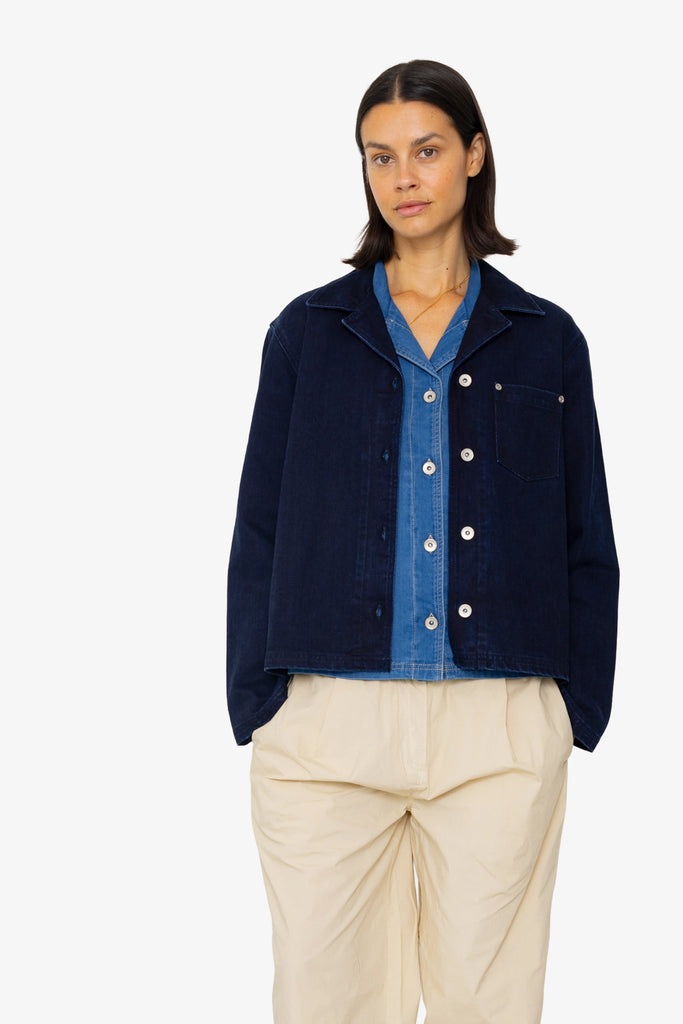 Folk Worker Overshirt - Deep Indigo Slub