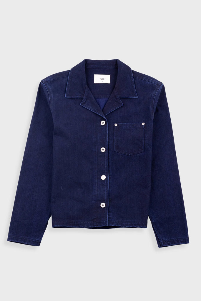 Folk Worker Overshirt - Deep Indigo Slub