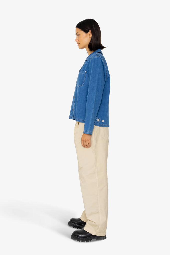 Folk Worker Overshirt - Denim Herringbone