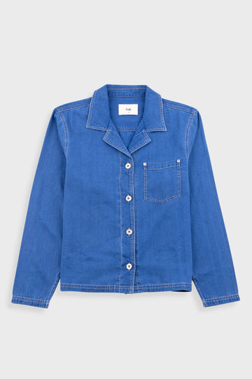 Folk Worker Overshirt - Denim Herringbone