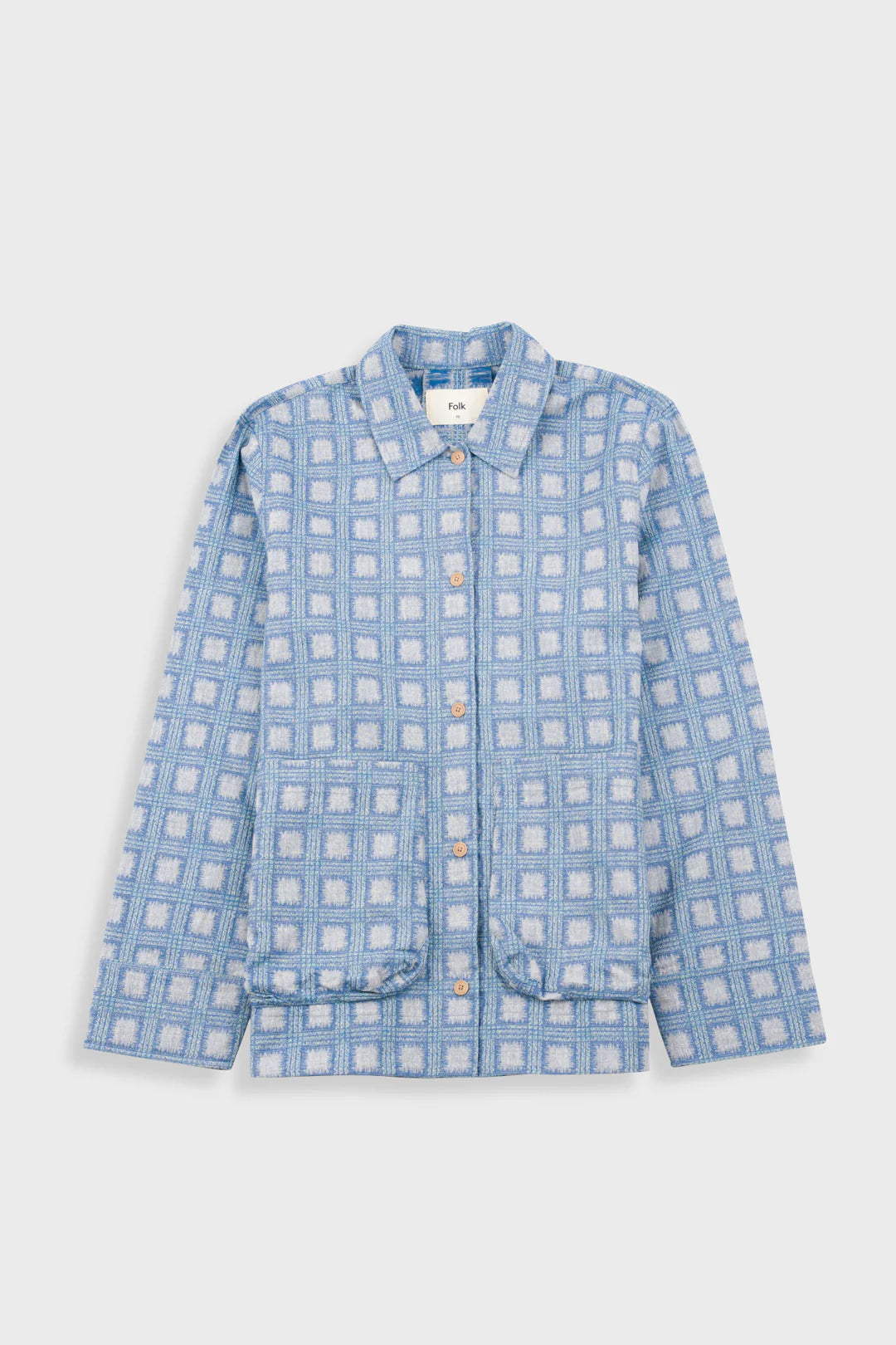 Folk Pleated Shirt - blue Tile Tapestry