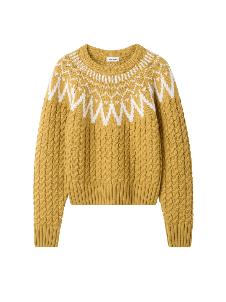 SOFT GOAT Fair Isle Cable Knit - Light Honey