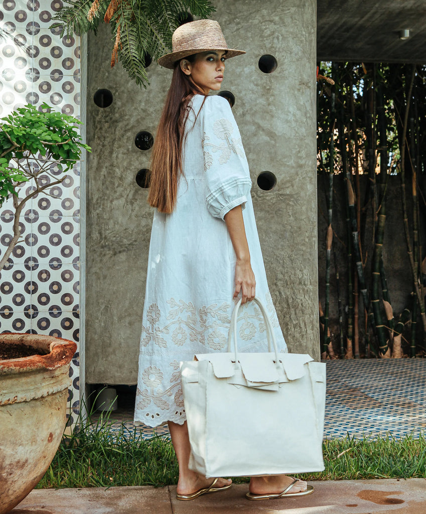 Rose and Rose Grange Dress - White with Sand