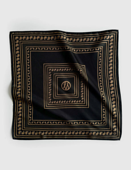 lescarf PAISLEY SCARF | BLACK & CAPPUCCINO | 50cm